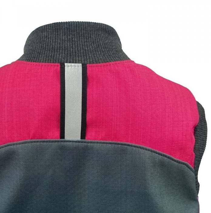 Dívčí softshellová vesta bez fleecu s bambusovým úpletem šedá s růžovou