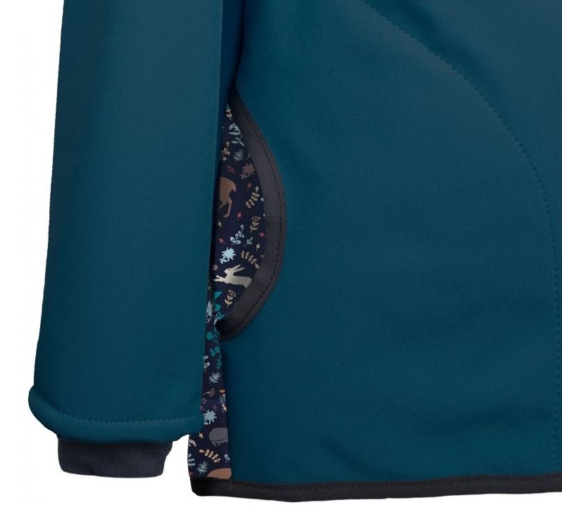 Dětská softshellová bunda s fleecem Unuo noční zvířátka kobaltová