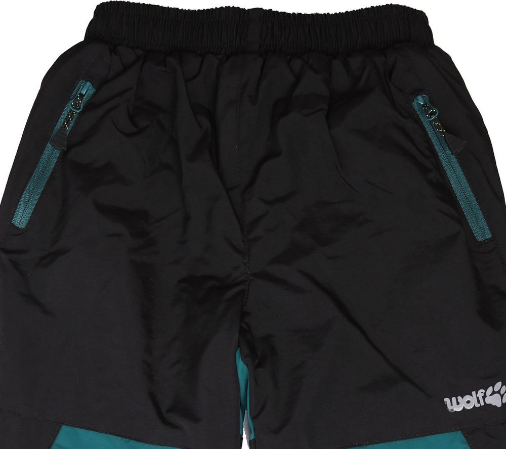 Dětské vyfleecované šusťáky Wolf B2172 černé se zelenou