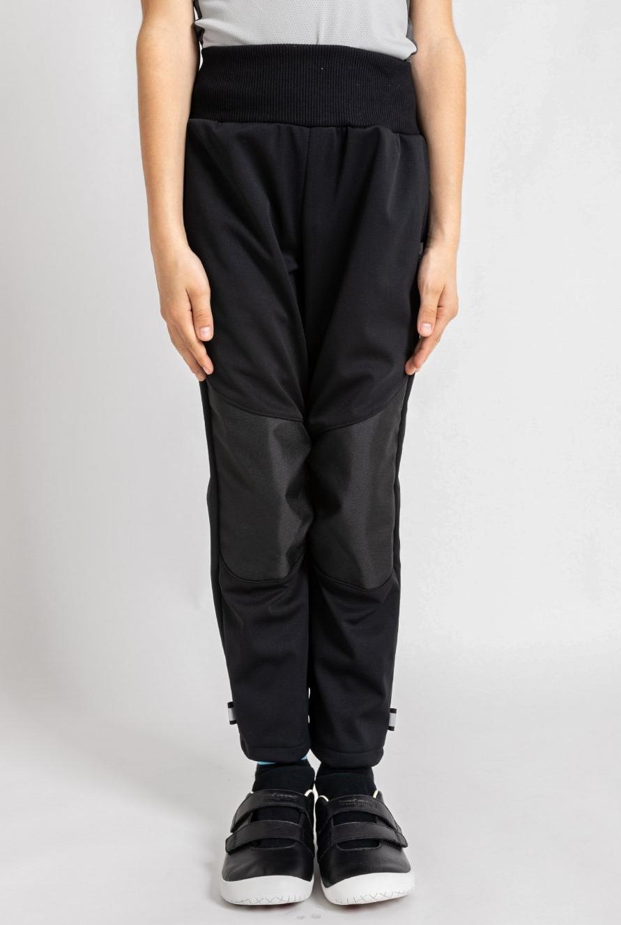 Dětské softshellové kalhoty Unuo Flexi s fleecem černé