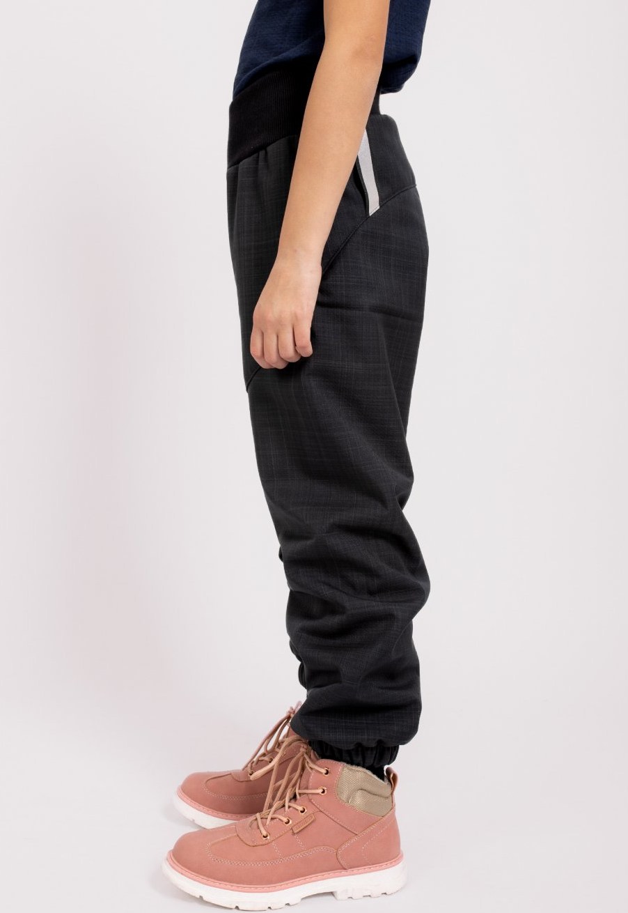 Dětské zimní kalhoty Unuo s umělým kožíškem (LIGHT) černé žíhané