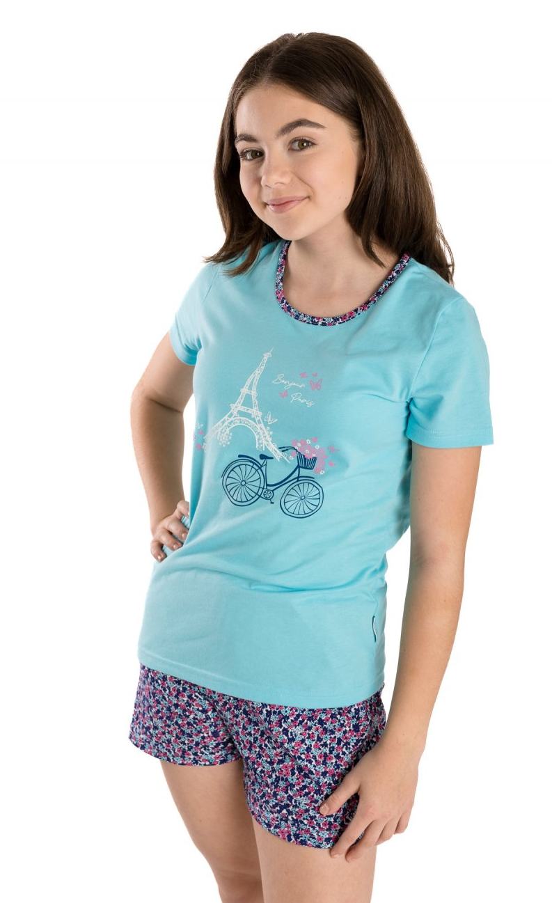 Dívčí letní pyžamo Betty Mode světle modré Eifelovka