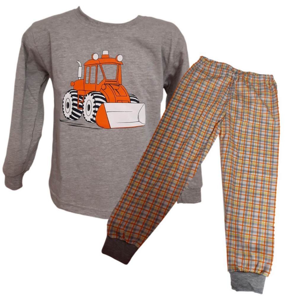 Chlapecké pyžamo Betty Mode šedé traktor s radlicí