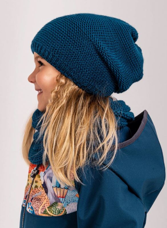 Pletená čepice Unuo petrolejová dětská