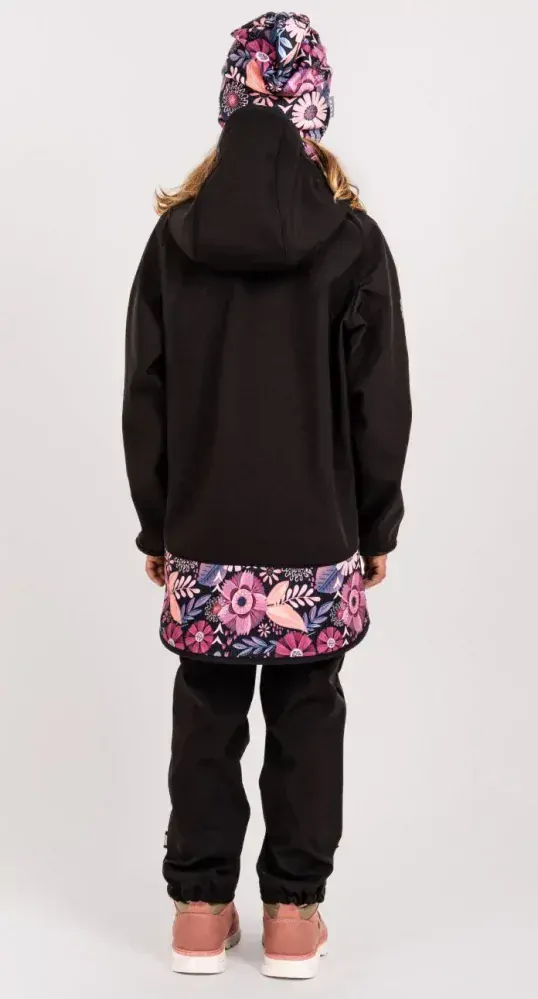 Dívčí softshellová bunda Unuo s fleecem kouzelné květiny