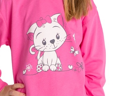 Dívčí pyžamo Betty Mode růžové kočička s mašlí