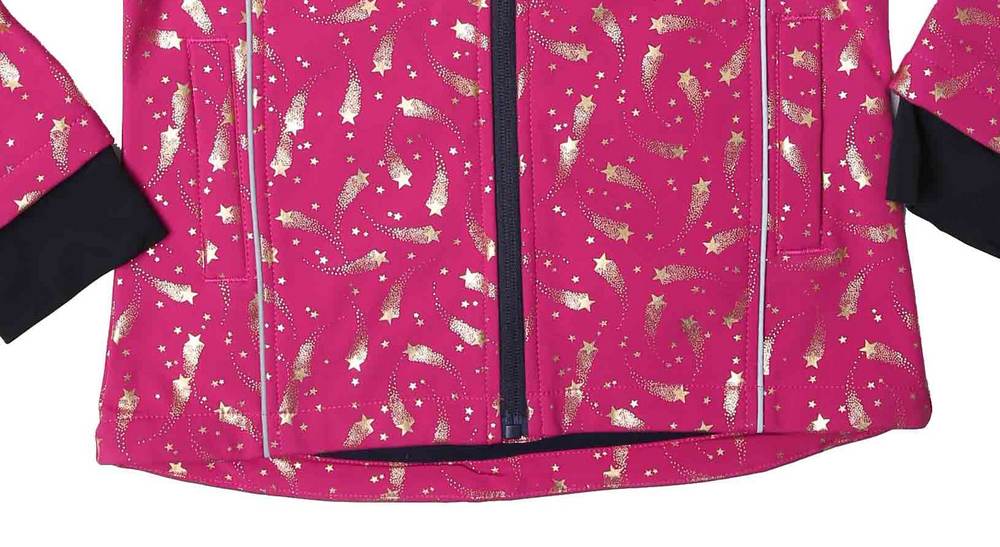 Dívčí softshellová bunda Wolf B2366 tmavě růžová se zlatými kometami 