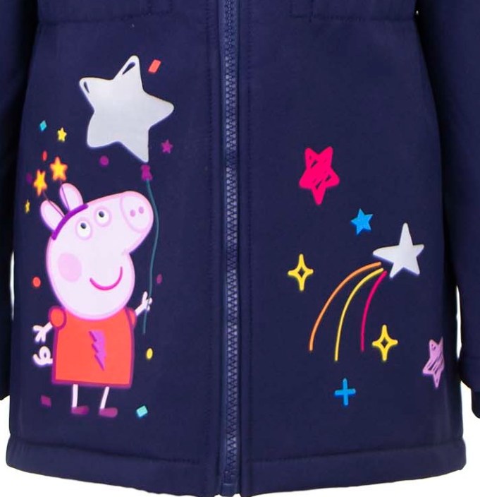 Dívčí softshellová bunda s fleecem Peppa Pig vel. 122/128 tmavě modrá s růžovou