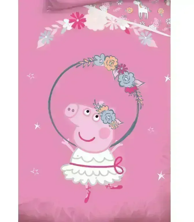 Povlečení do postýlky Peppa Pig akrobatka 100x135cm, 40x60 cm