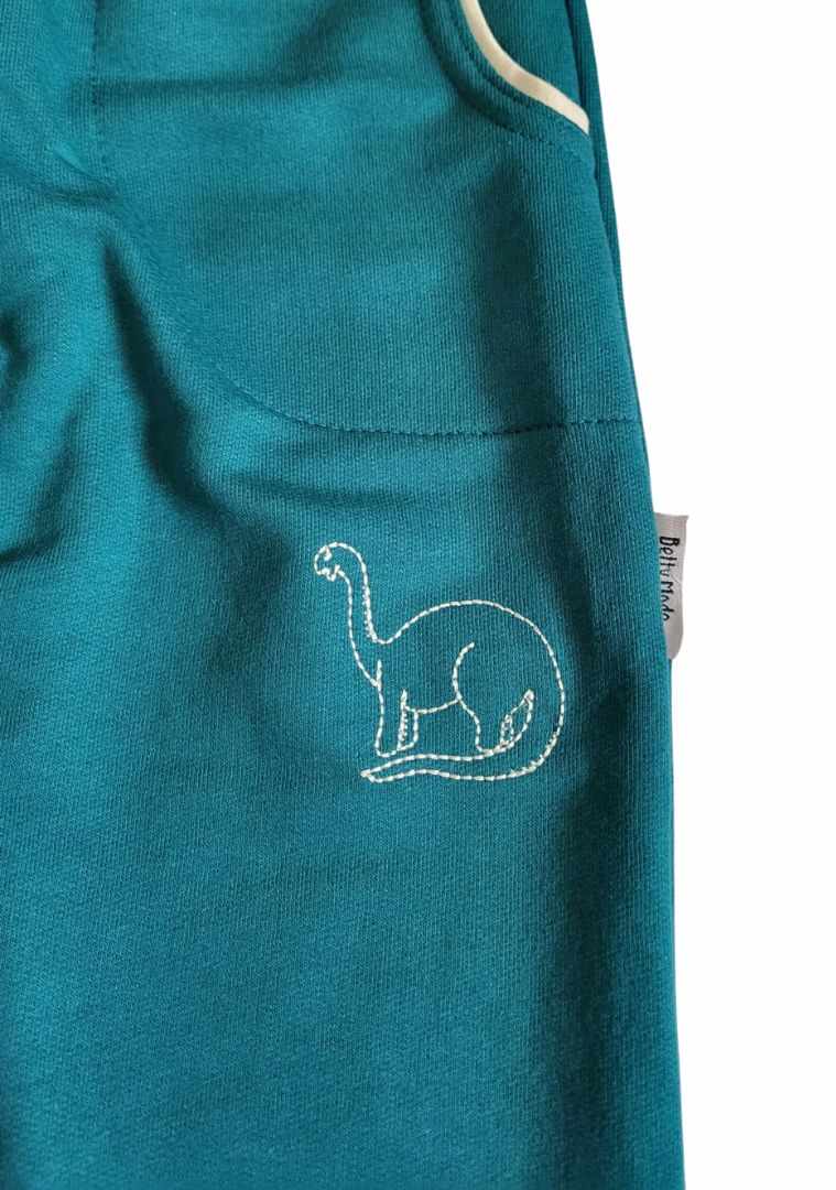 Chlapecké tepláky bavlněné petrolejové dino