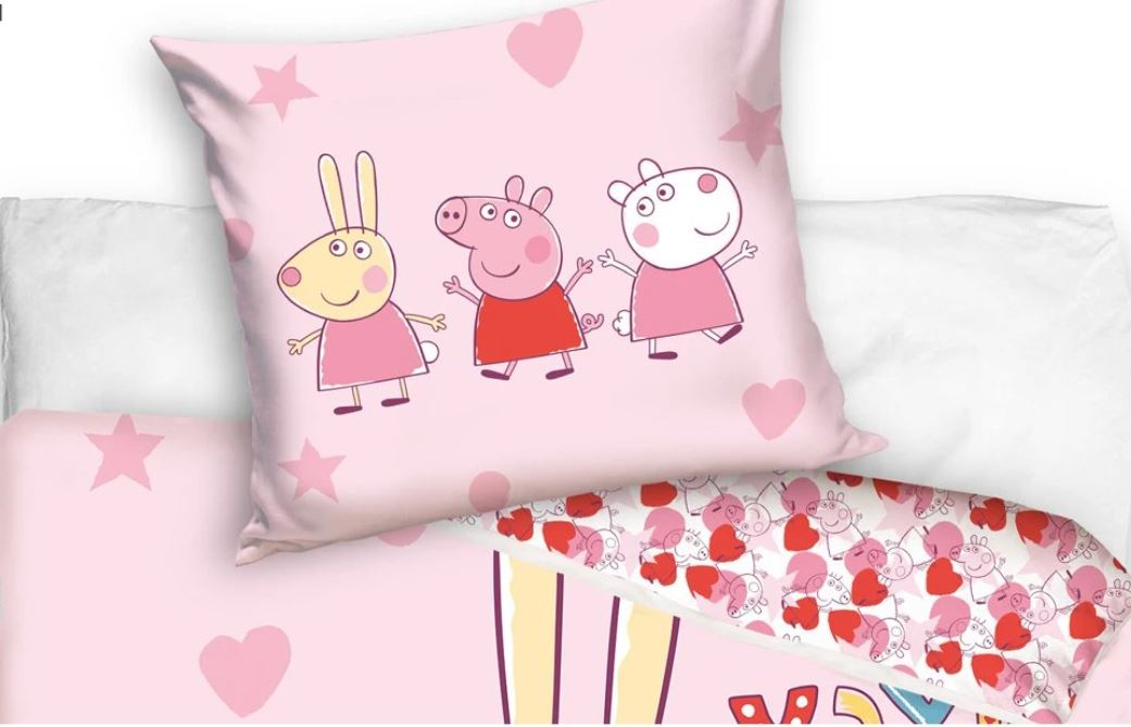 Povlečení do postýlky Peppa Pig Kamarádky Zuzka a Rebeka 100x135cm, 40x60 cm