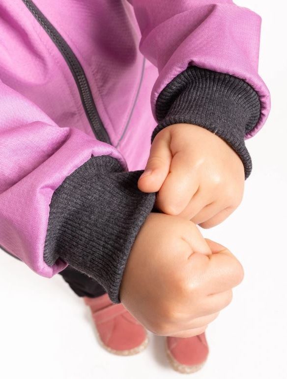 Dětská zimní softshellová bunda Unuo s umělým kožíškem lila