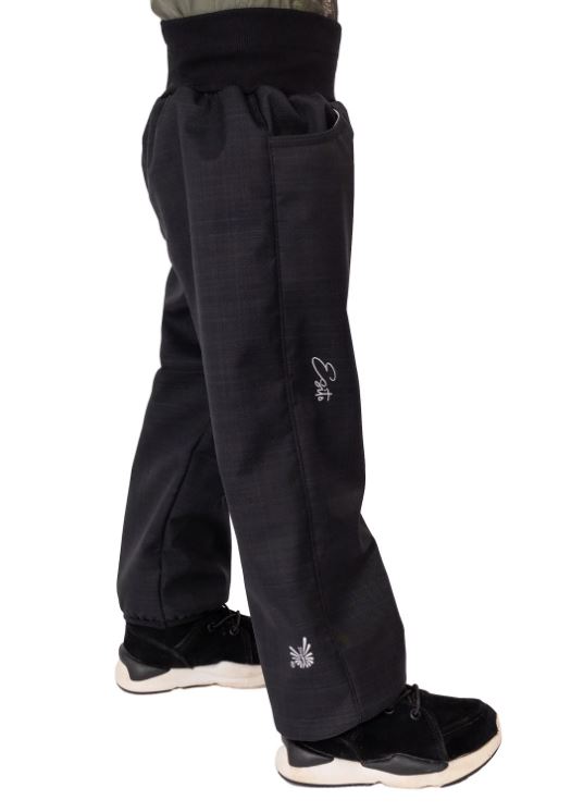 Dětské zimní softshellové kalhoty Esito s umělým kožíškem černé