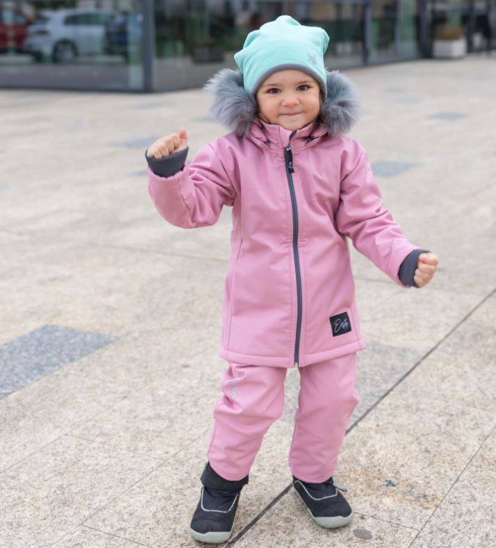 Dívčí zimní kabát Esito s umělým kožíškem růžový