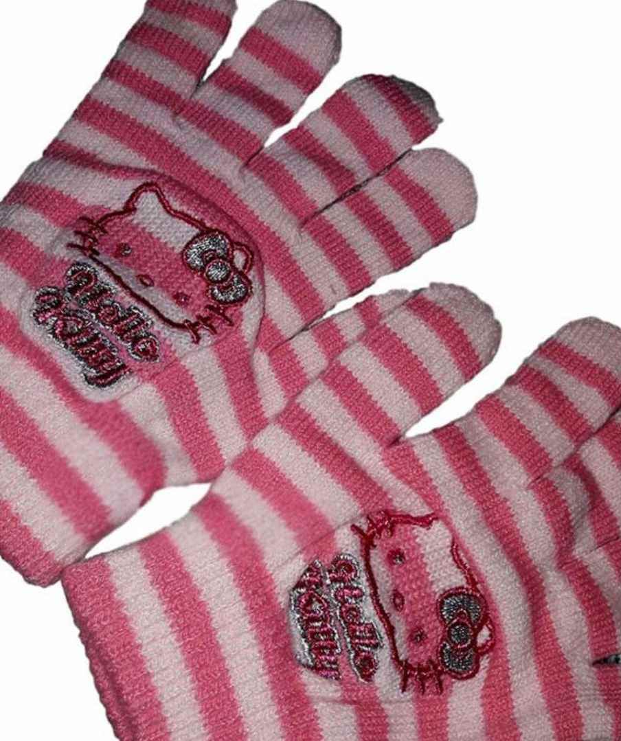 Sada čepice+rukavice Hello Kitty vel. 51-53 cm - růžová barva