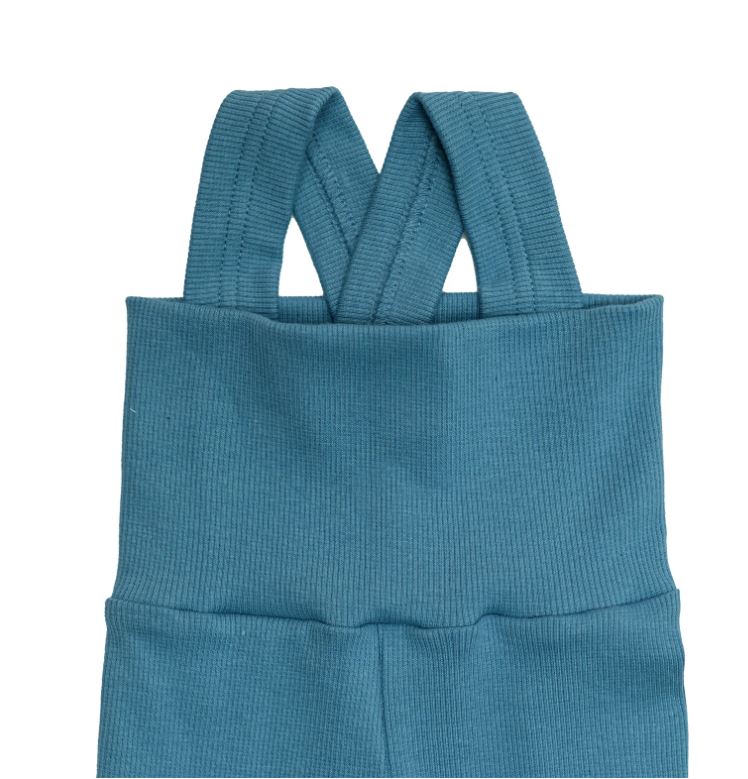 Rostoucí žebrované tepláčky Esito s kšandami modré