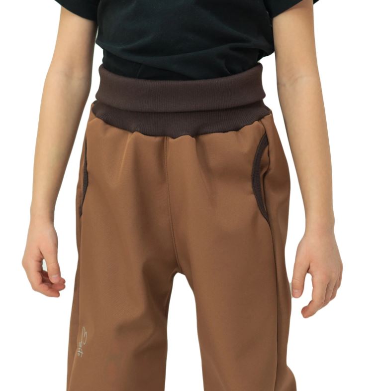 Dětské rostoucí softshellové kalhoty Sport Esito s fleecem hnědé