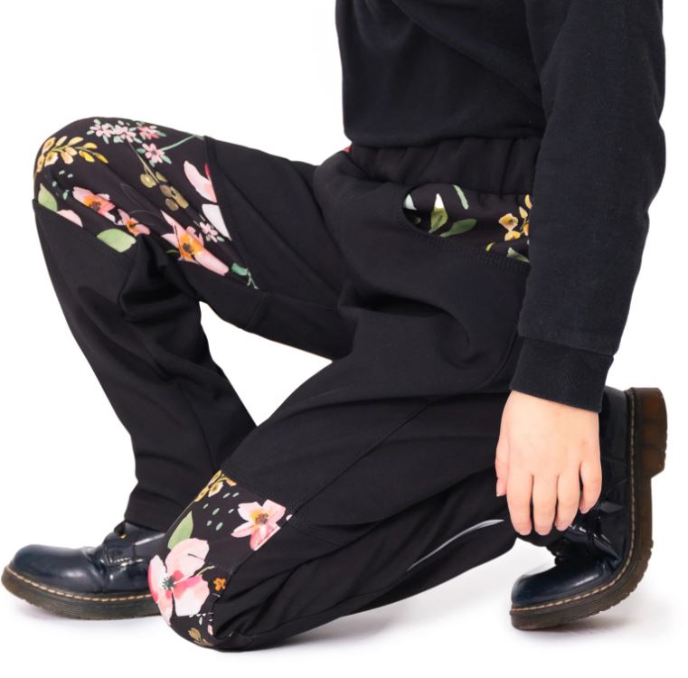 Dívčí softshellové kalhoty Esito s fleecem DUO spring květy