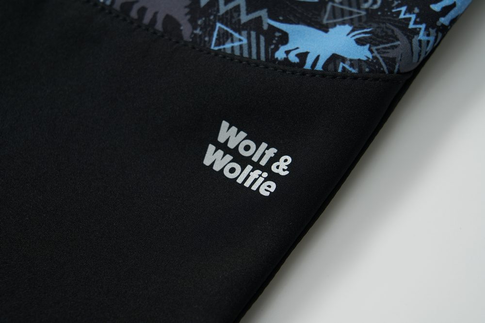 Chlapecké softshellové kalhoty Wolf & Wolfie s fleecem  B2595 černé zvířátka