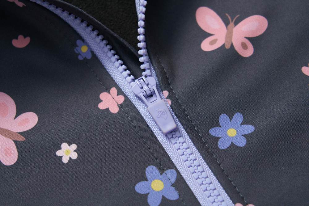 Dívčí softshellová bunda Wolf B2663 s fleecem tmavě šedá s motýlky