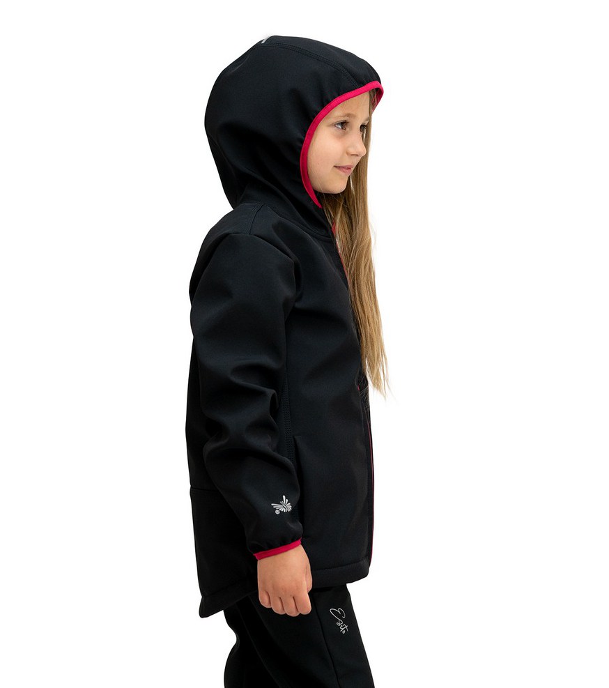 Dívčí jarní/podzimní softshellová bunda Esito s fleecem duo vel. 86-146 černá s tmavě růžovou
