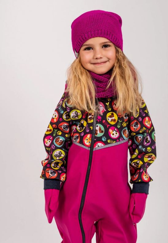 Pletená čepice Unuo tmavě růžová dětská