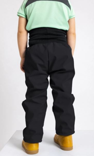 Dětské softshellové kalhoty Unuo s fleecem černé Evžen