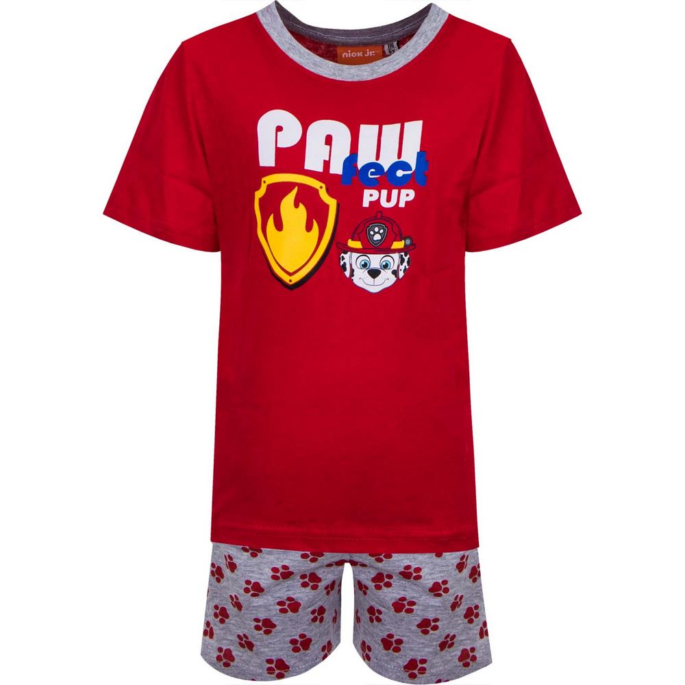 Chlapecké letní pyžamo Paw Patrol červené se šedou