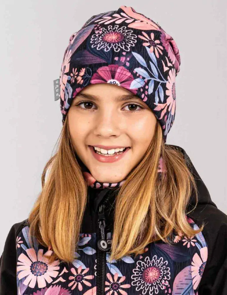 Dívčí softshellová bunda Unuo s fleecem kouzelné květiny