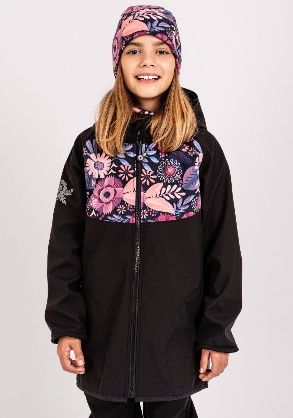 Dětská fleecová čepice Unuo kouzelné květiny 