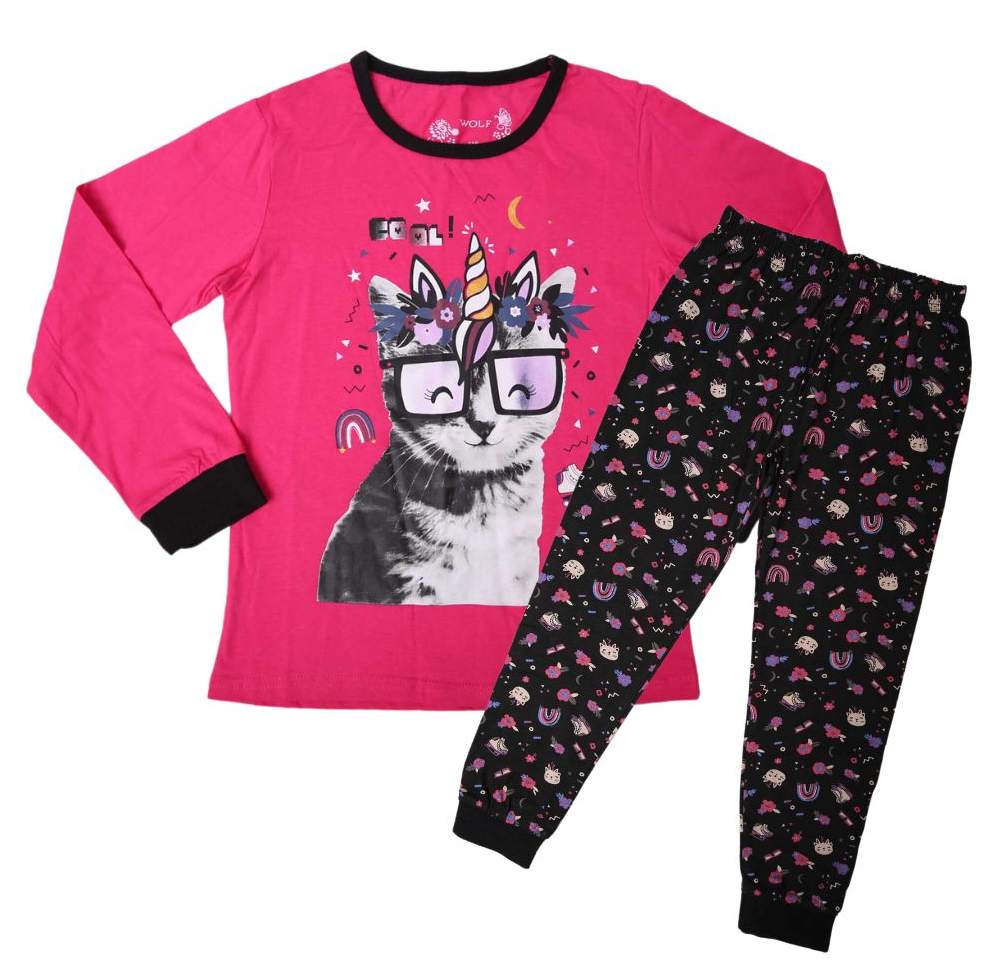 Dívčí pyžamo Wolf S2352B tmavě růžové
