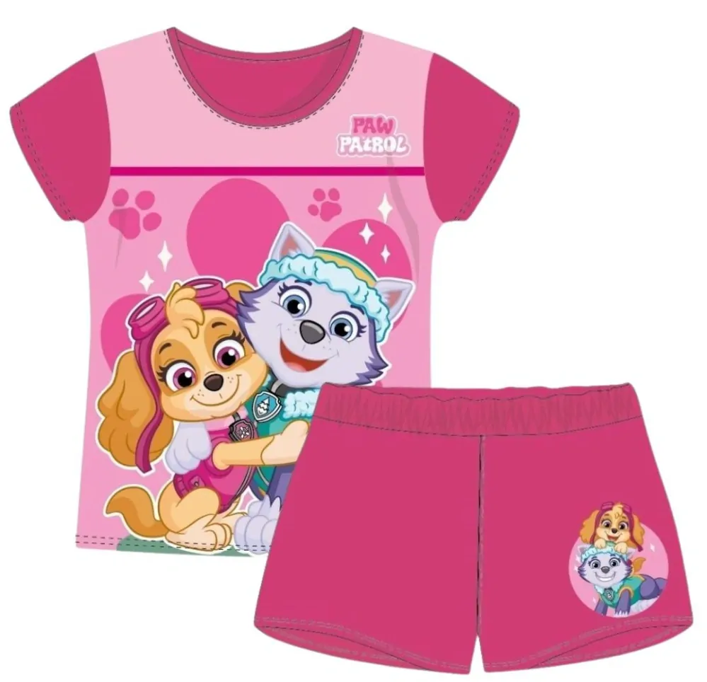 Dívčí letní pyžamo Paw Patrol tmavě růžové