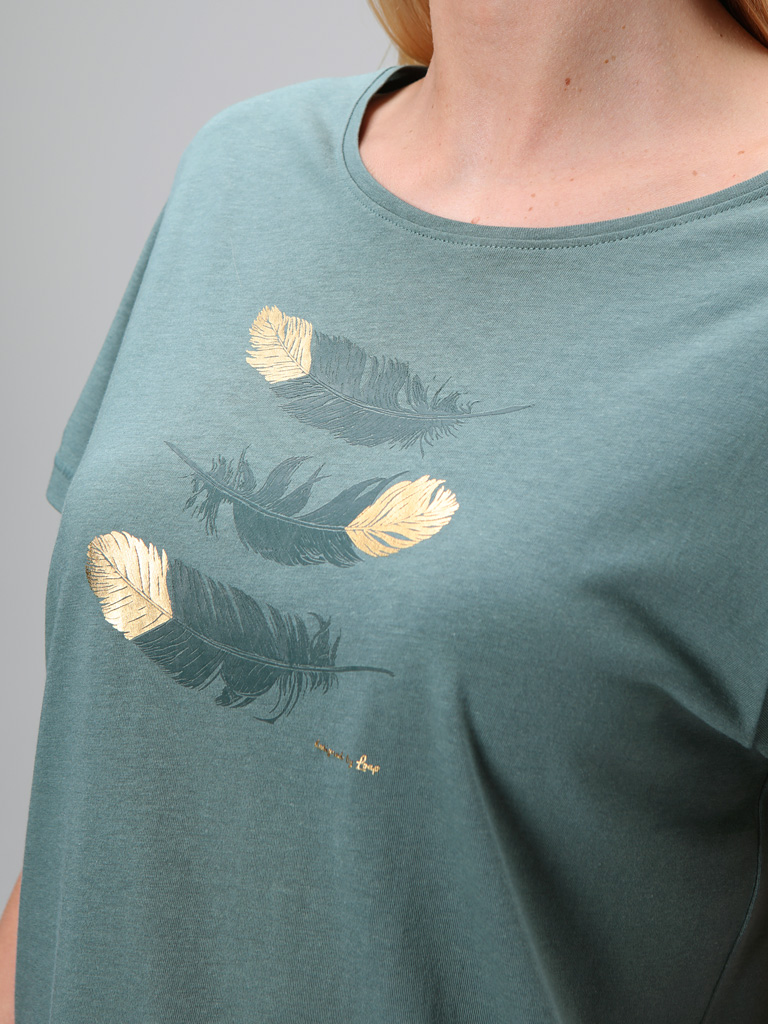 Dámské tričko Loap Asika s peříčky zelené