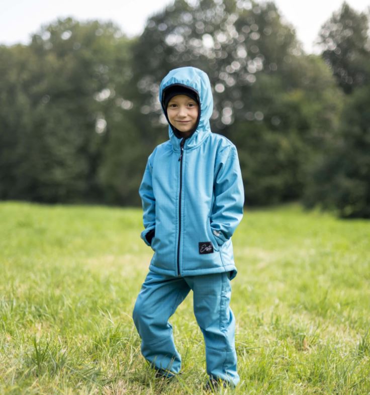 Dětská zimní softshellová bunda Esito s kožíškem petrolejová