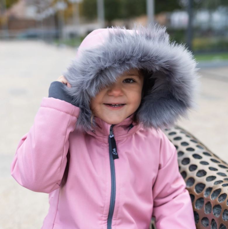 Dívčí zimní kabát Esito s umělým kožíškem růžový