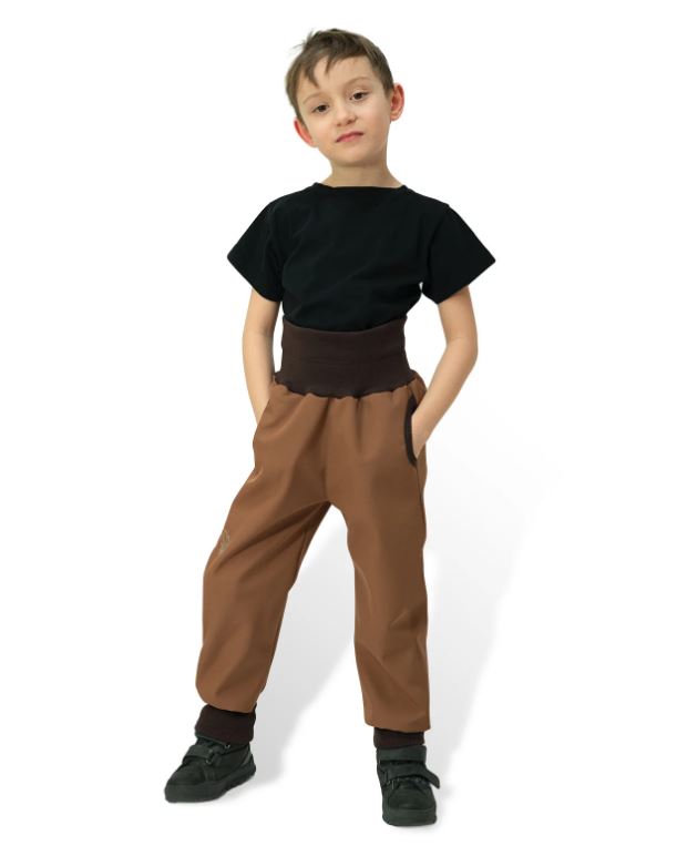 Dětské rostoucí softshellové kalhoty Sport Esito s fleecem hnědé