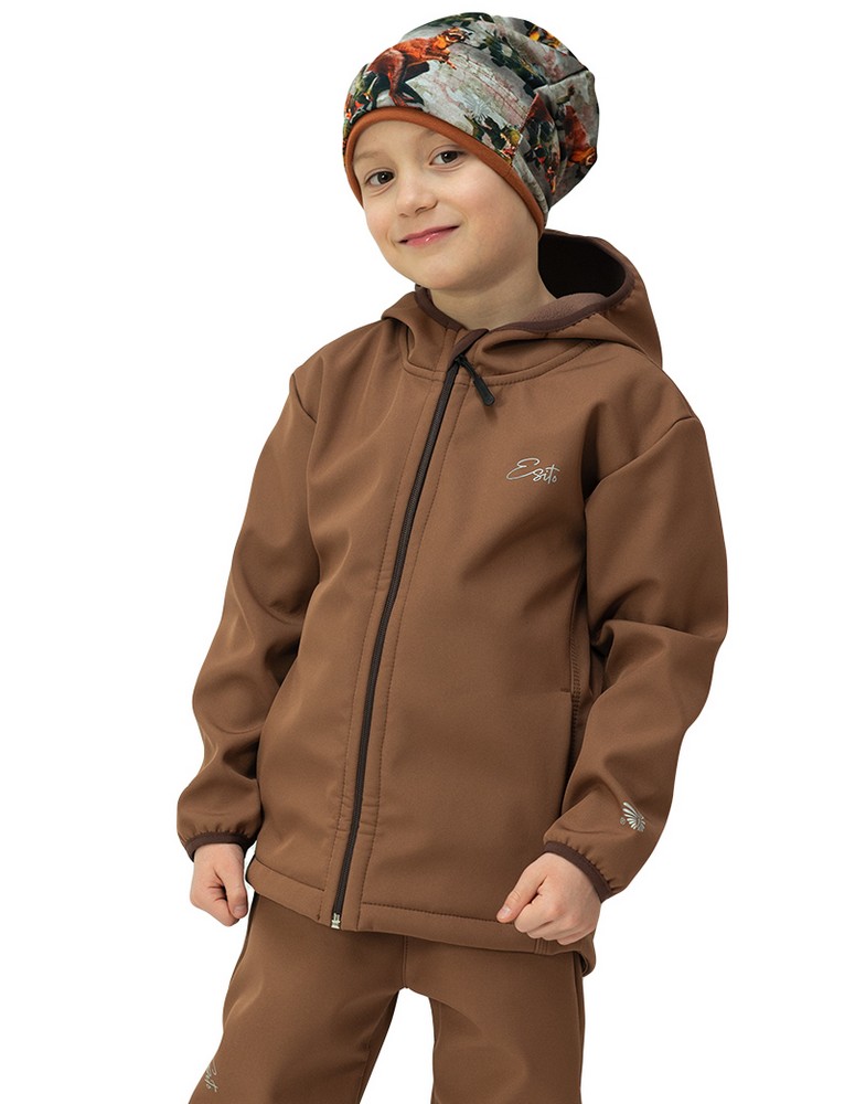 Dětská jarní/podzimní softshellová bunda Esito s fleecem duo hnědá 
