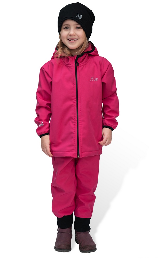 Dívčí jarní/podzimní softshellová bunda Esito s fleecem duo tmavě růžová