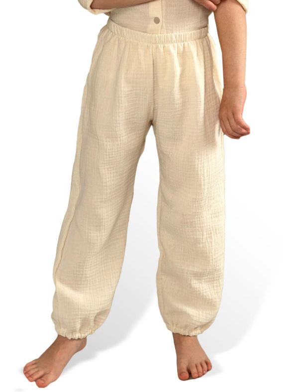 Dětské mušelínové kalhoty Esito Luca smetanové