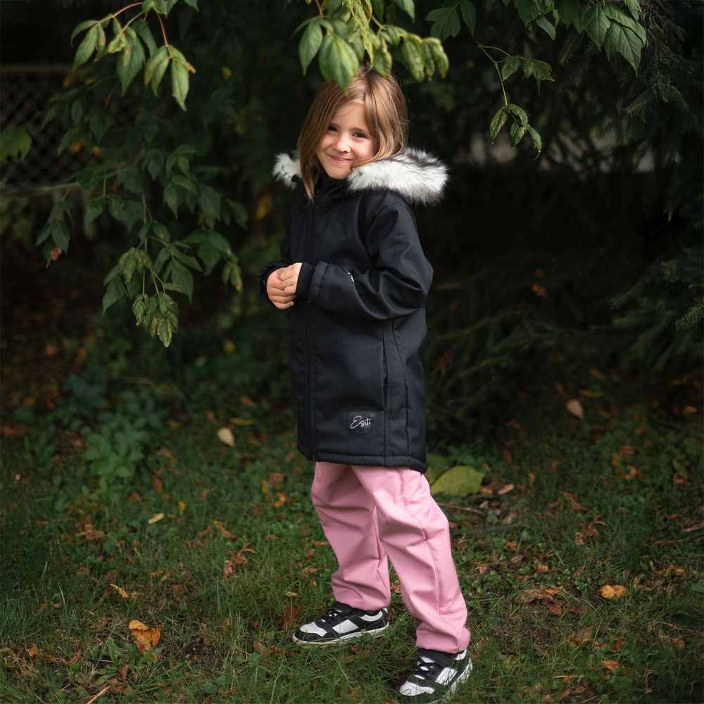 Dívčí zimní softshellové kalhoty Esito s umělým kožíškem růžové