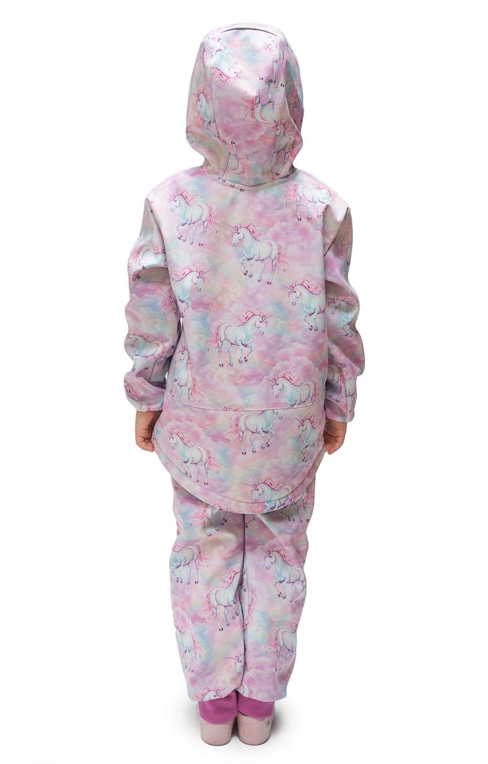 Dívčí jarní/podzimní softshellová bunda Esito s fleecem duo jednorožec