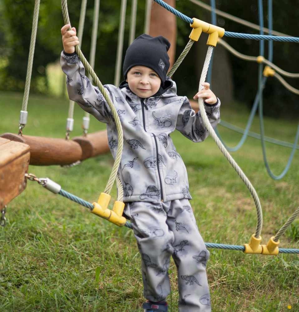 Dětská jarní/podzimní softshellová bunda Esito s fleecem šedá DINO