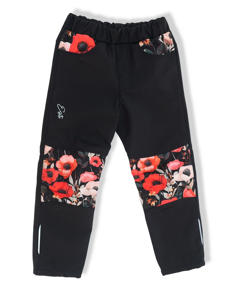 Dívčí softshellové kalhoty Esito s fleecem DUO VLČÍ MÁKY