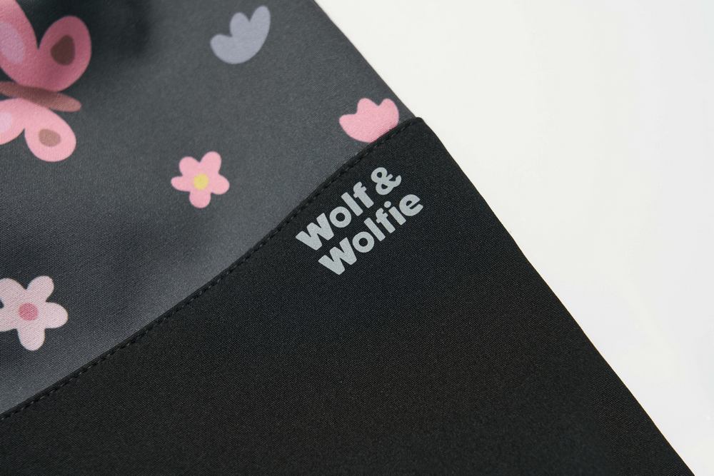 Dívčí softshellové kalhoty Wolf & Wolfie (jarní bez fleecu) B2683 černé s motýlky