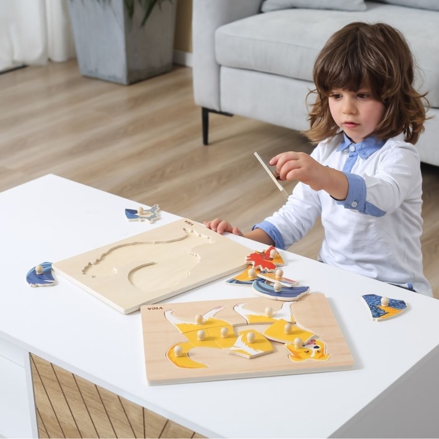 Dřevěná montessori vkládačka - puzzle Kohout