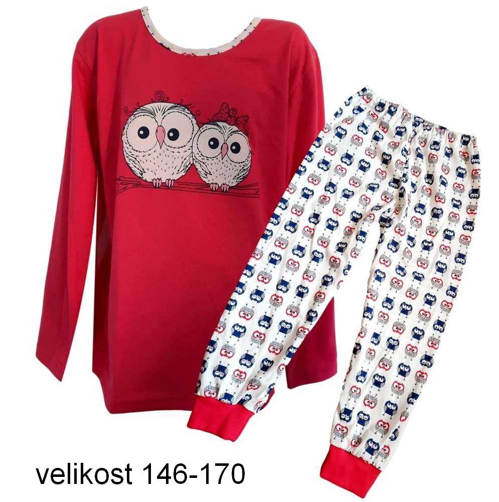Dívčí pyžamo Betty Mode vel. 146  tmavě růžové sovičky