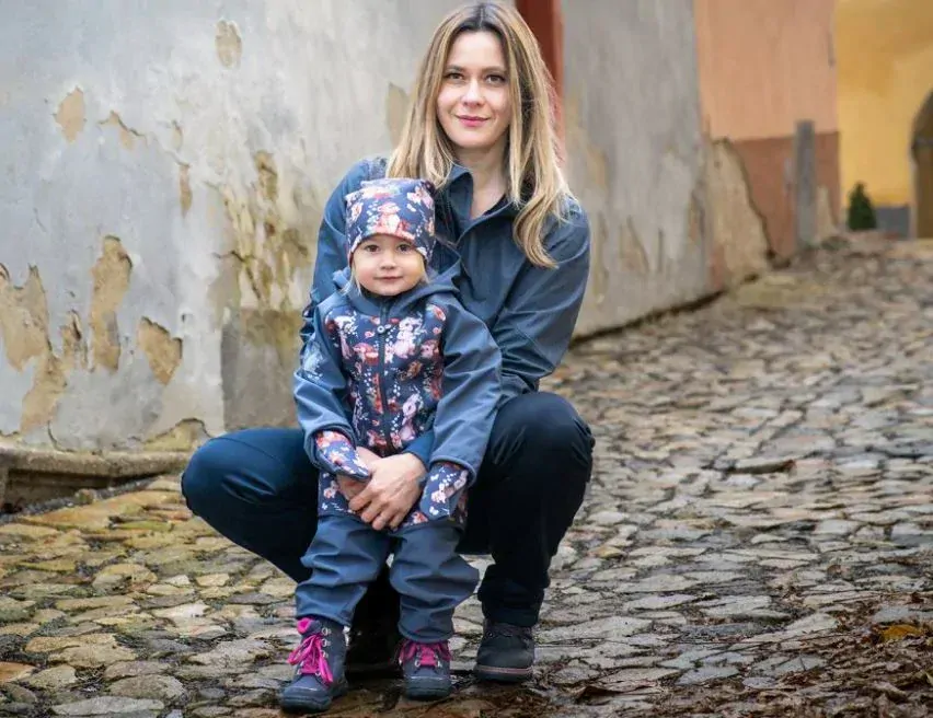 Dětská softshellová bunda s fleecem Unuo lesní zvířátka šedá