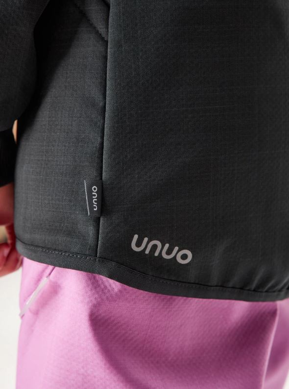 Dětská zimní softshellová bunda Unuo s umělým kožíškem černá