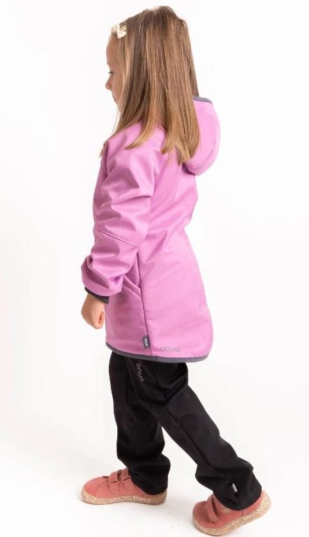 Dětská zimní softshellová bunda Unuo s umělým kožíškem lila