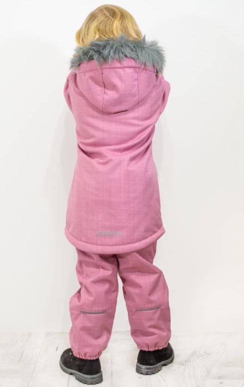 Dívčí zimní kabát Esito s umělým kožíškem růžový
